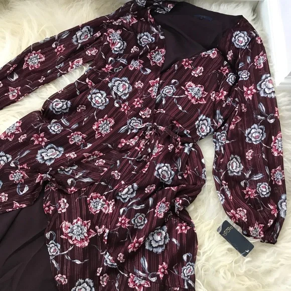 Rachel Rachel Roy Caron Metallic Floral Wrap Dress